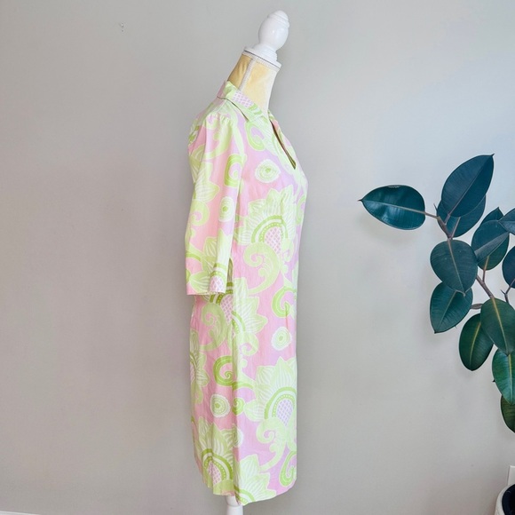 J.McLaughlin Collared Shirt Dress‎ Size 2 Retro Floral Knee Length - Picture 3 of 6